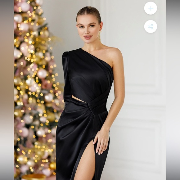 NWT black satin evening dress - Picture 5 of 10